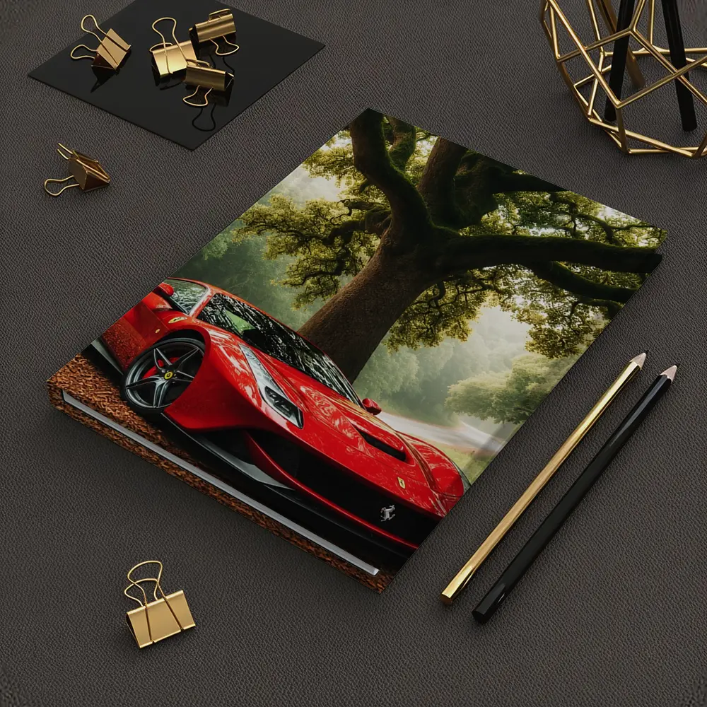 Ferrari Roma Red Supercar Forest Road – Notebooks