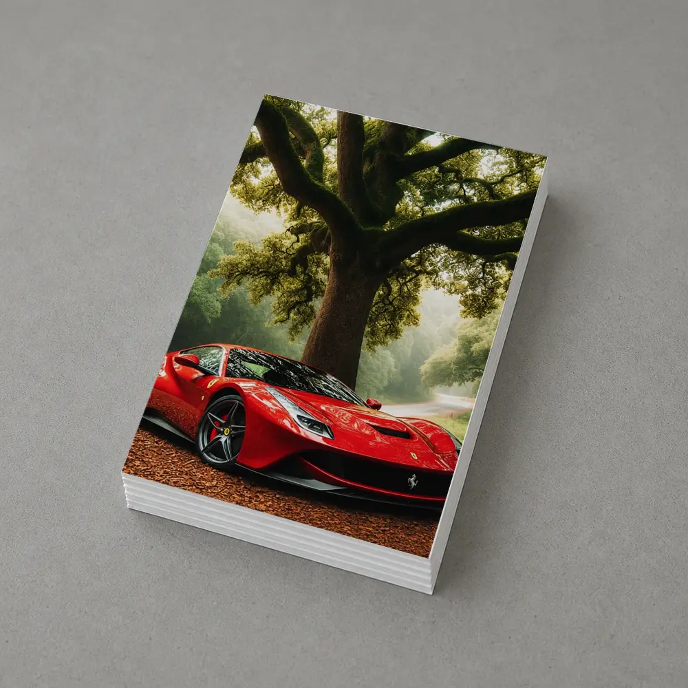Ferrari Roma Red Supercar Forest Road – Postcards