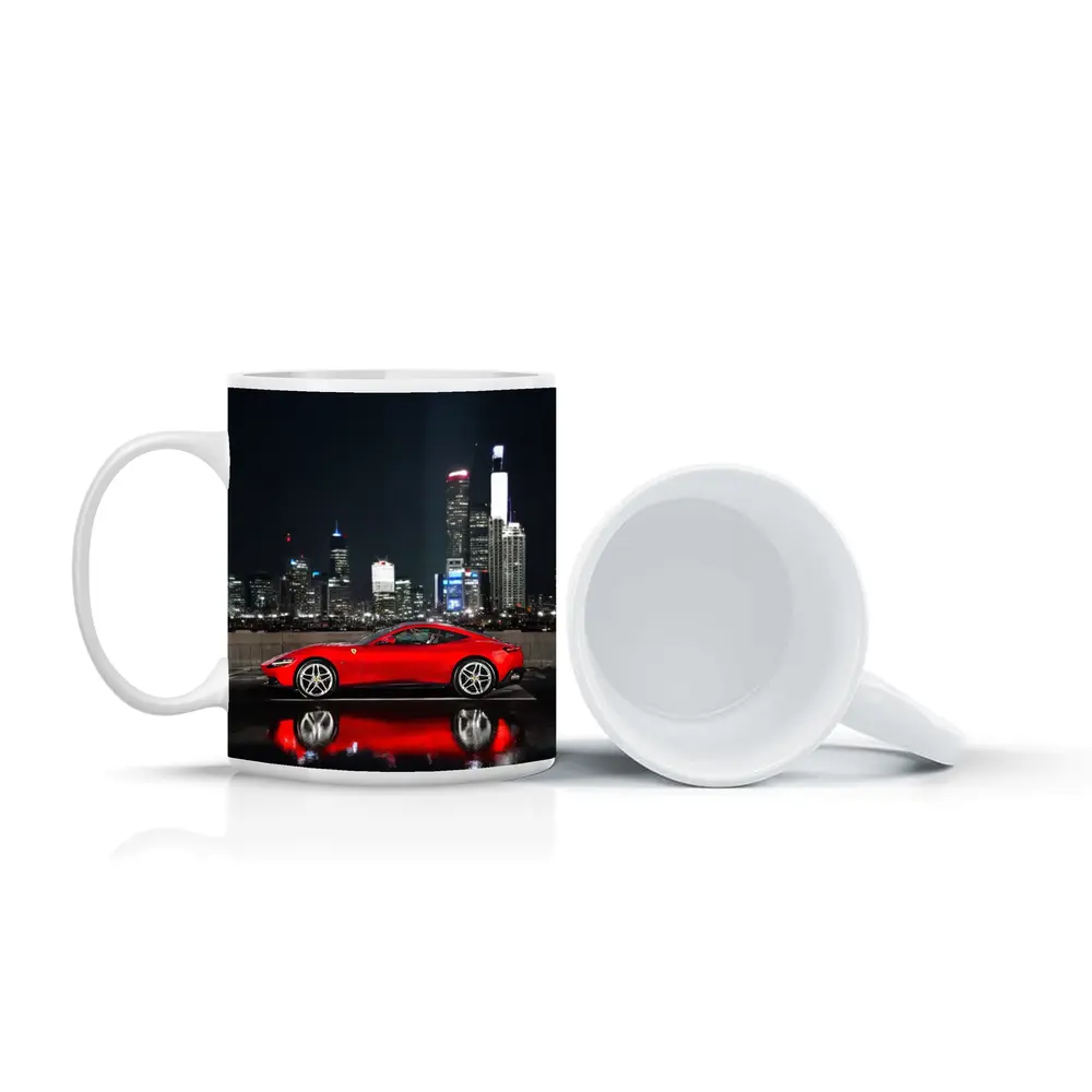 Ferrari Roma Red Car City Night – Mugs