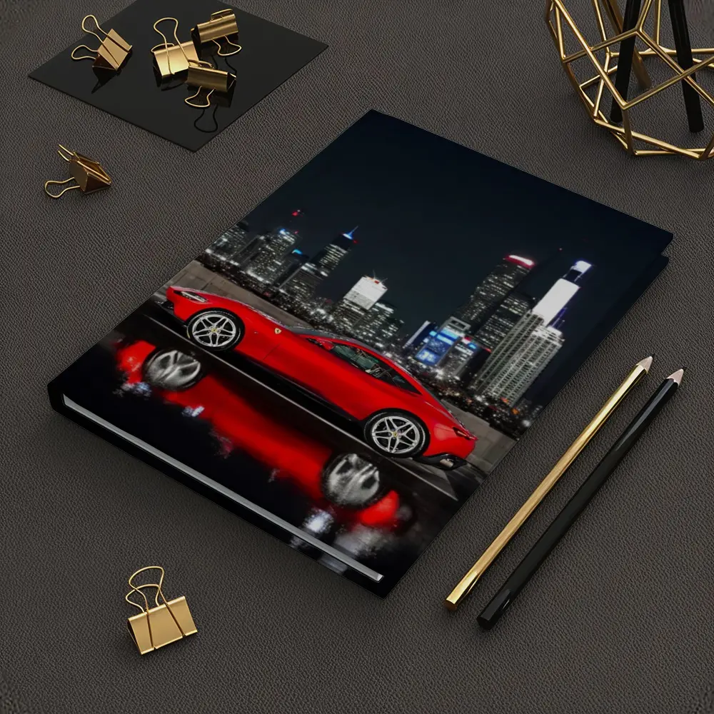 Ferrari Roma Red Car City Night – Notebooks