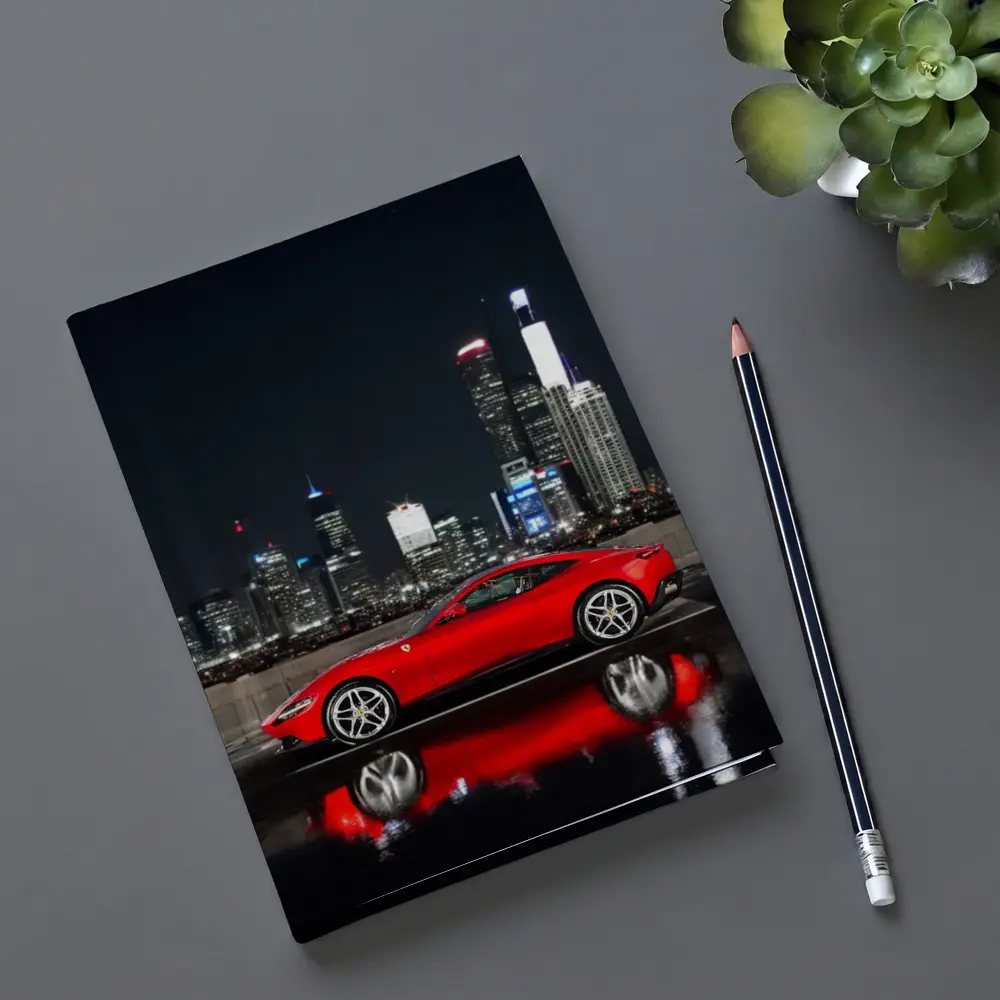 Ferrari Roma Red Car City Night – Notebooks
