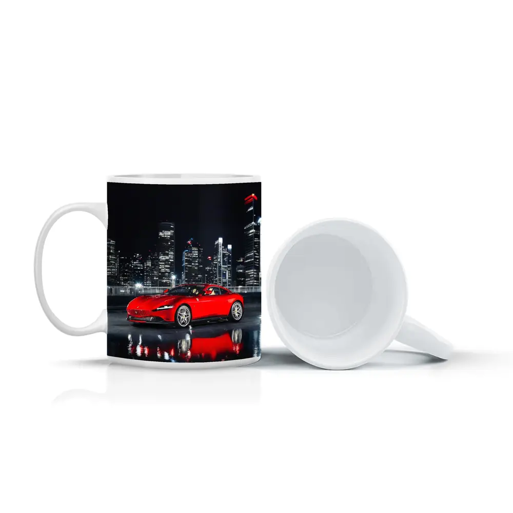 Ferrari Roma Red Car City Night – Mugs