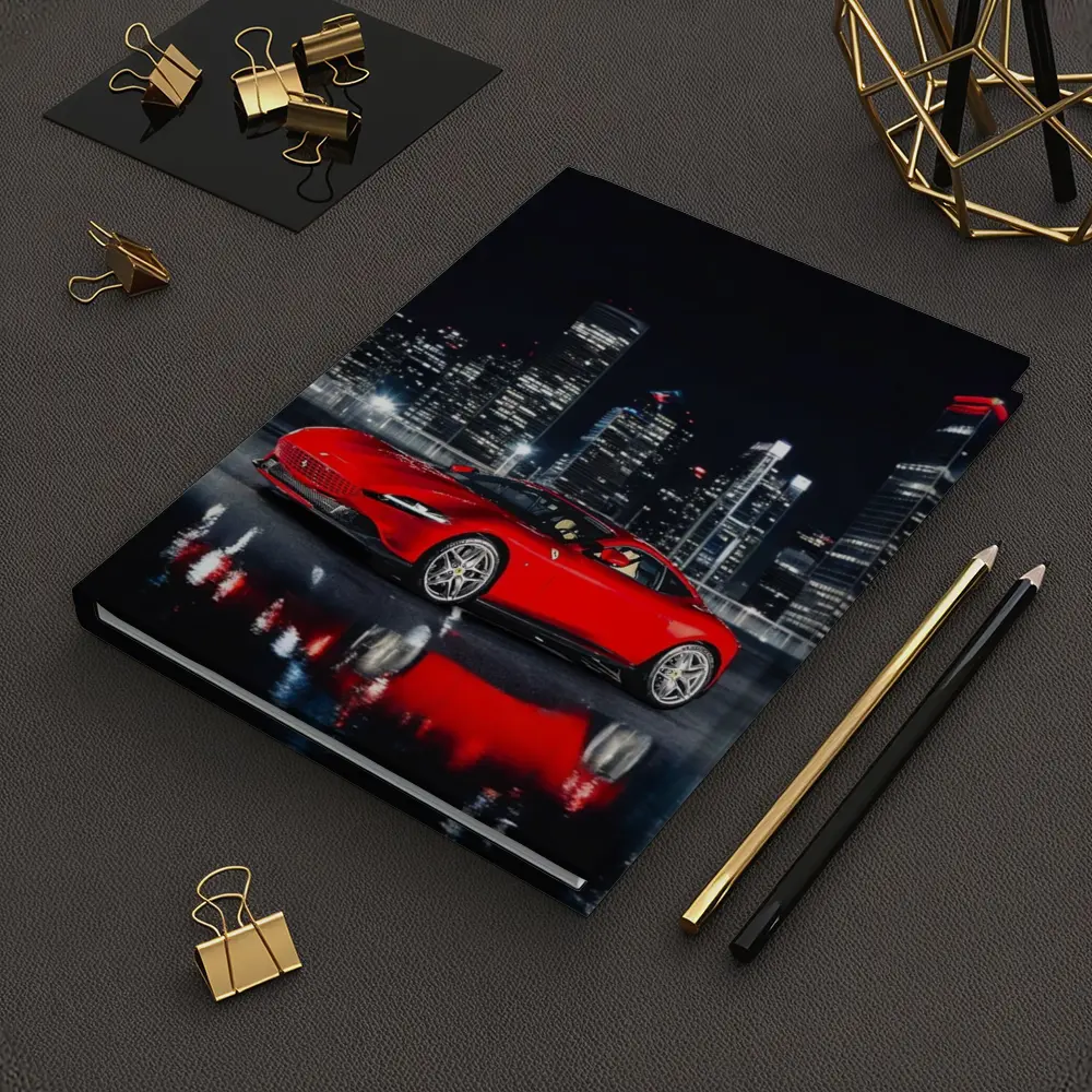 Ferrari Roma Red Car City Night – Notebooks