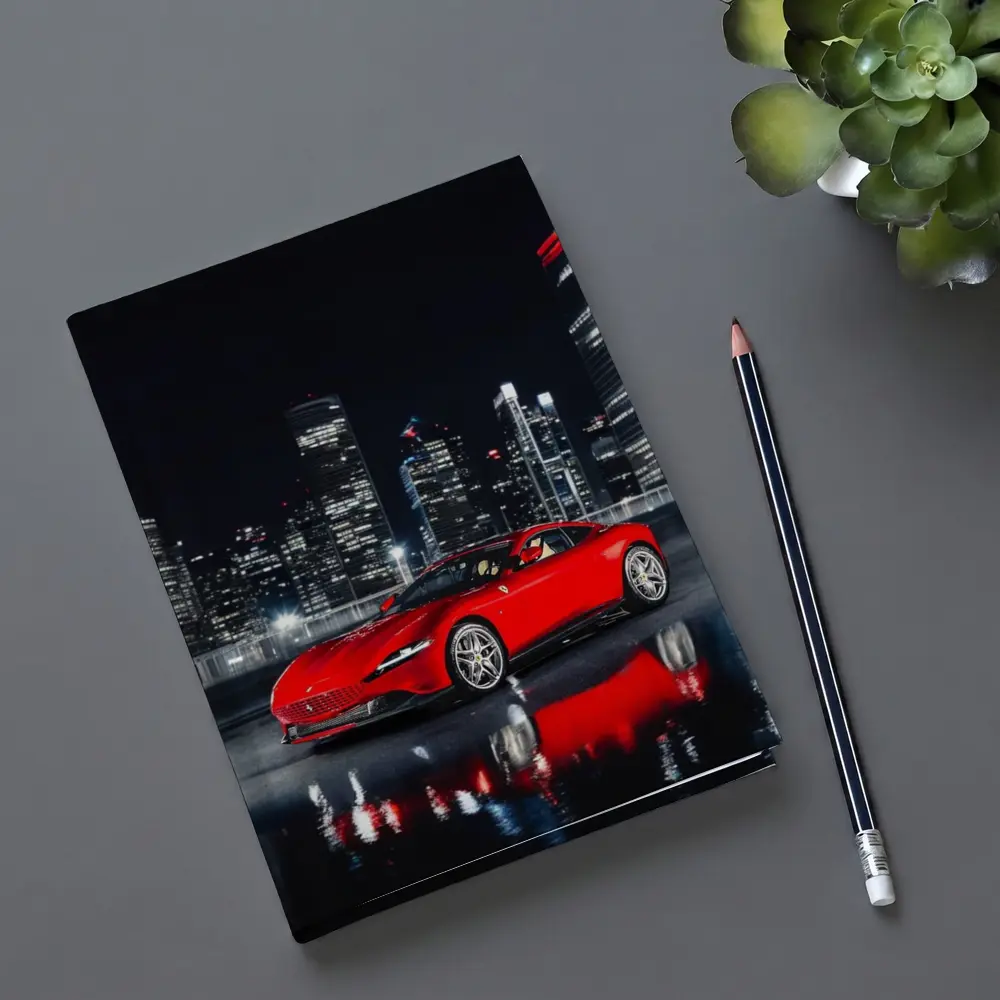 Ferrari Roma Red Car City Night – Notebooks