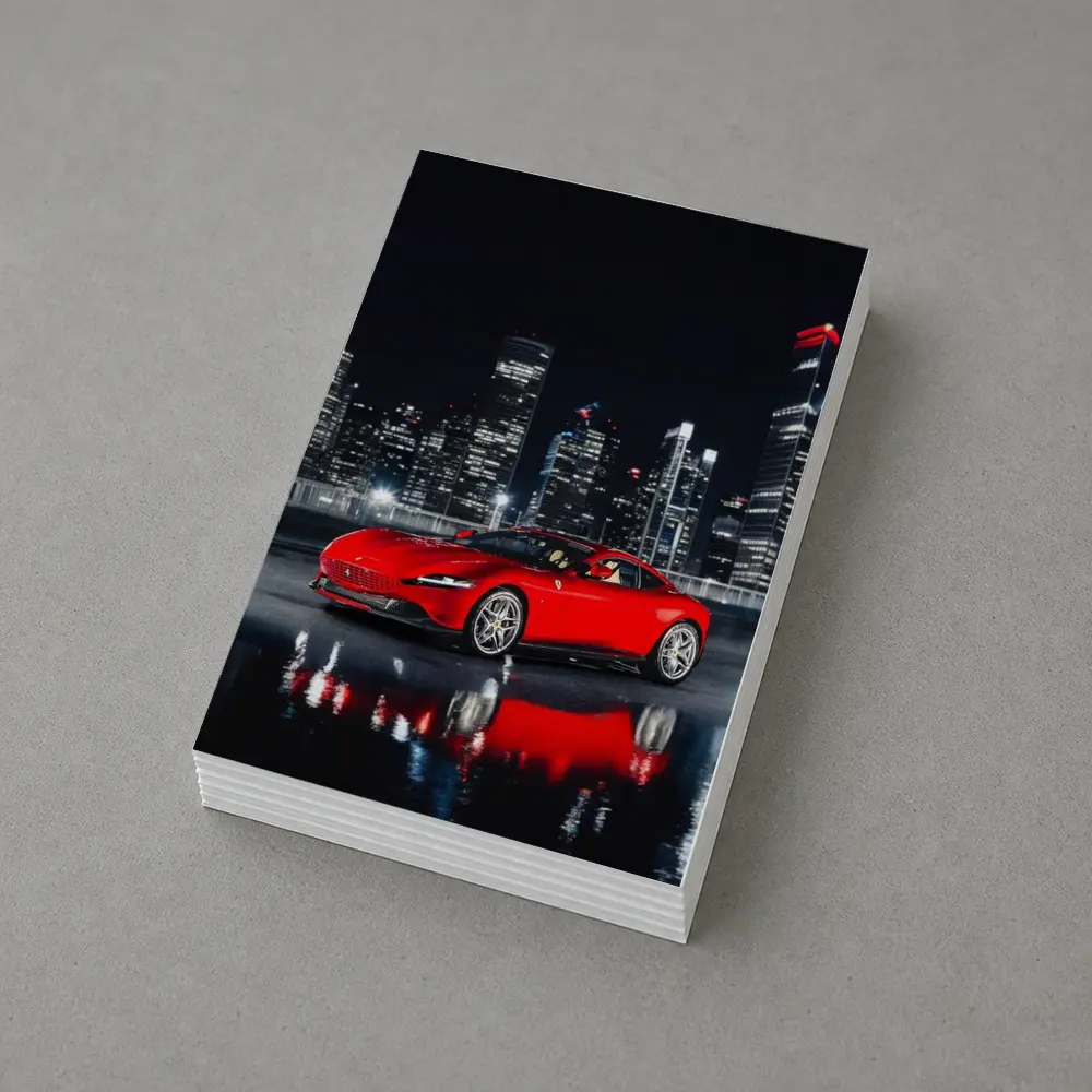 Ferrari Roma Red Car City Night – Postcards