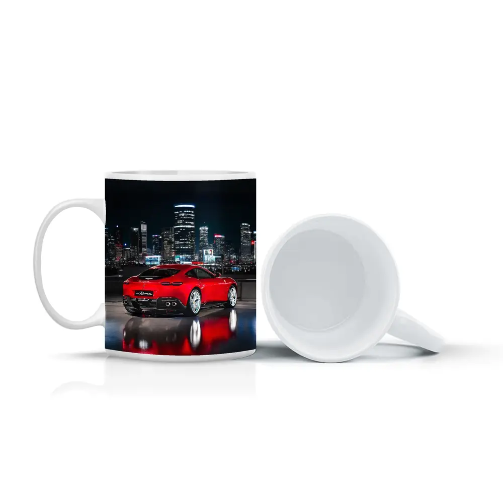 Ferrari Roma Red Car City Night – Mugs
