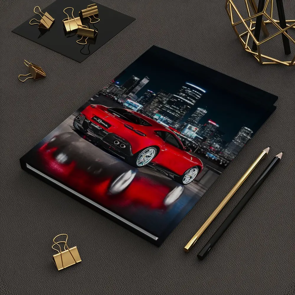 Ferrari Roma Red Car City Night – Notebooks