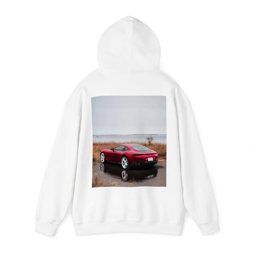 Ferrari Roma Red Coupe Lake Setting – Hoodies