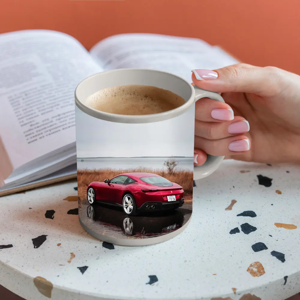 Ferrari Roma Red Coupe Lake Setting – Mugs
