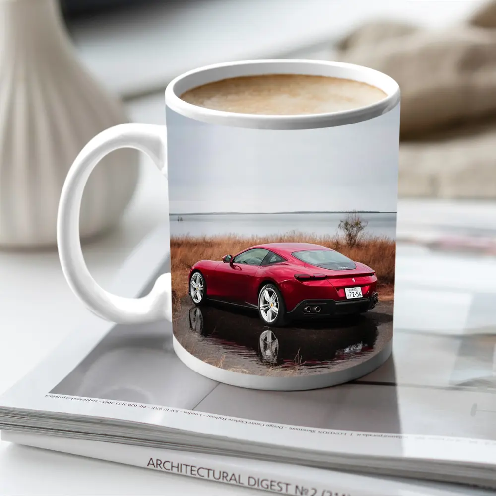 Ferrari Roma Red Coupe Lake Setting – Mugs