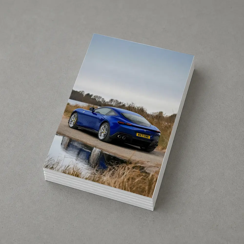 Ferrari Roma Blue Coupe by Lake – Postcards
