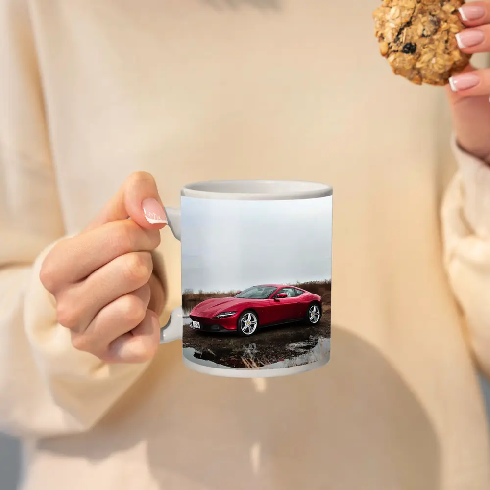 Ferrari Roma Red Sports Car Lake Setting – Mugs