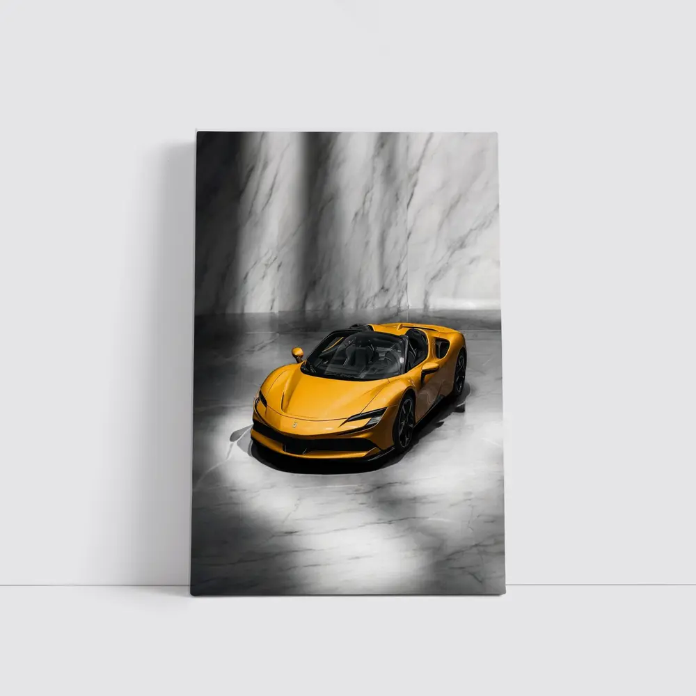 Ferrari SF90 Spider Yellow Marble Studio – Wall Art