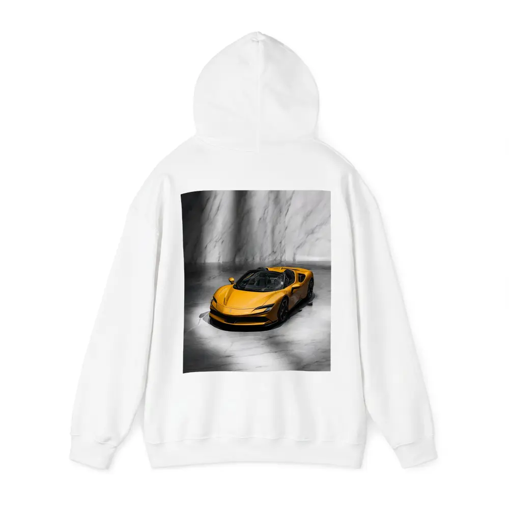 Ferrari SF90 Spider Yellow Marble Studio – Hoodies