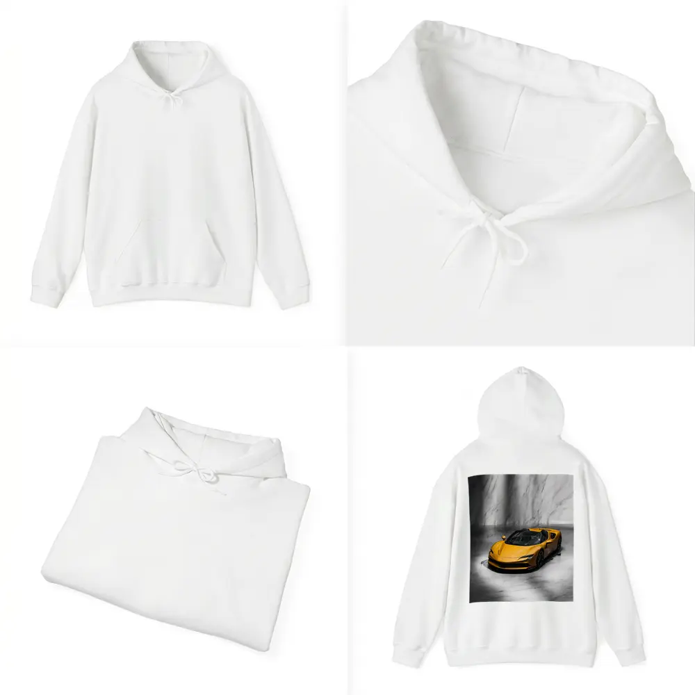 Ferrari SF90 Spider Yellow Marble Studio – Hoodies
