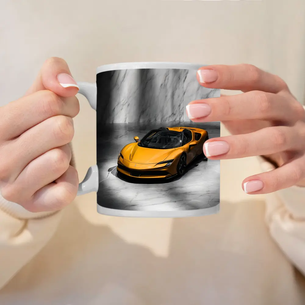 Ferrari SF90 Spider Yellow Marble Studio – Mugs