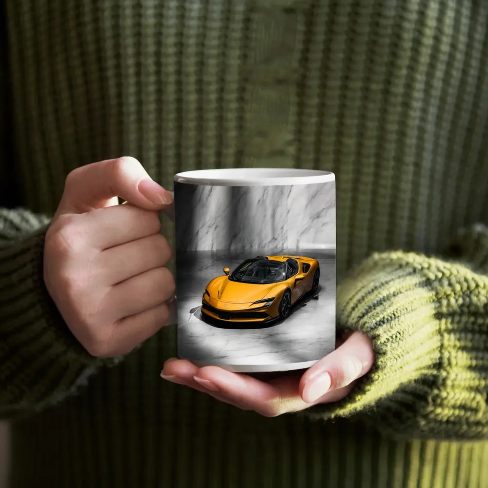 Ferrari SF90 Spider Yellow Marble Studio – Mugs