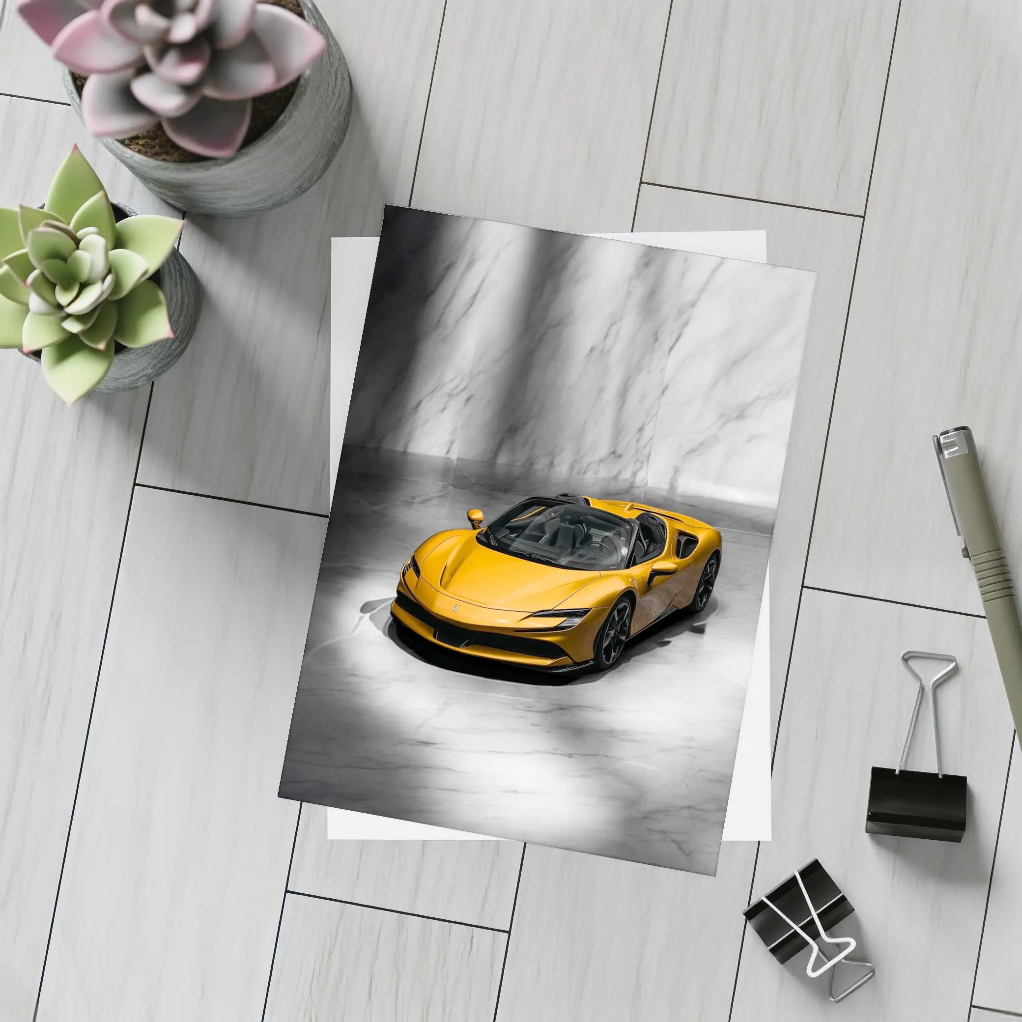 Ferrari SF90 Spider Yellow Marble Studio – Postcards