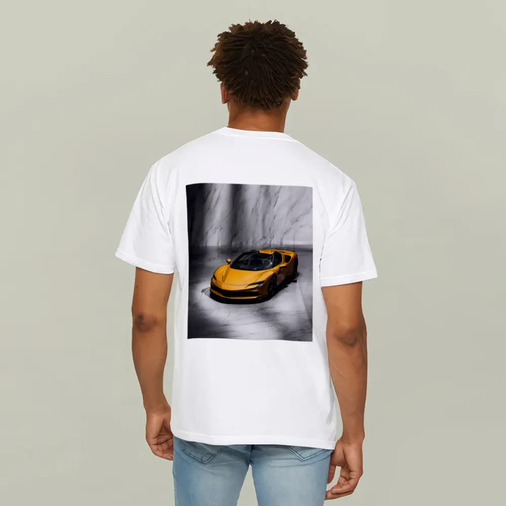 Ferrari SF90 Spider Yellow Marble Studio – T-Shirts