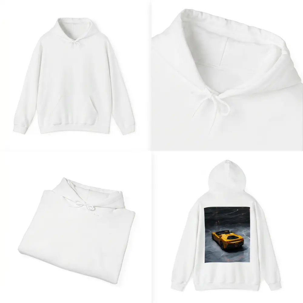 Ferrari SF90 Spider Yellow on Marble Floor – Hoodies