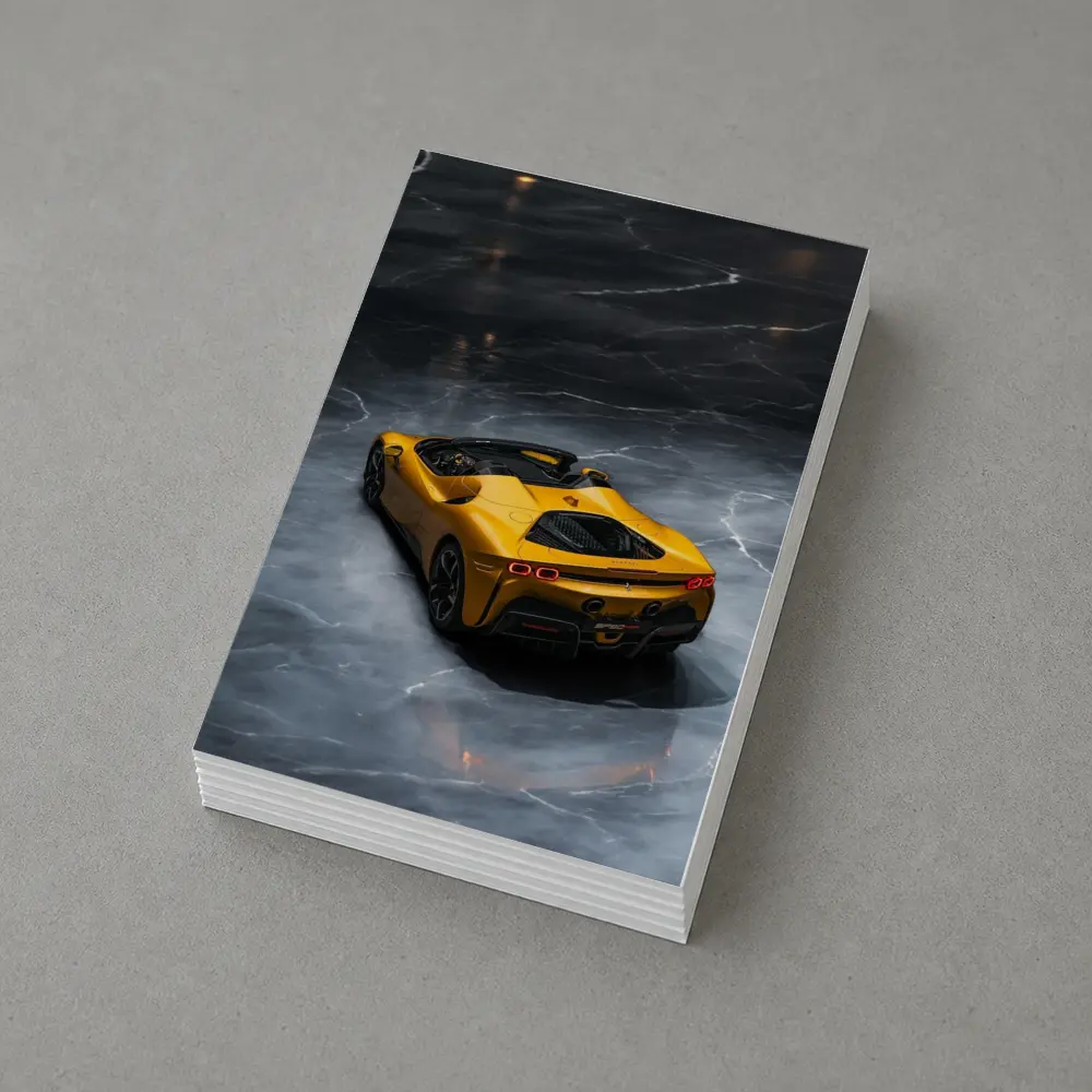 Ferrari SF90 Spider Yellow on Marble Floor – Postcards