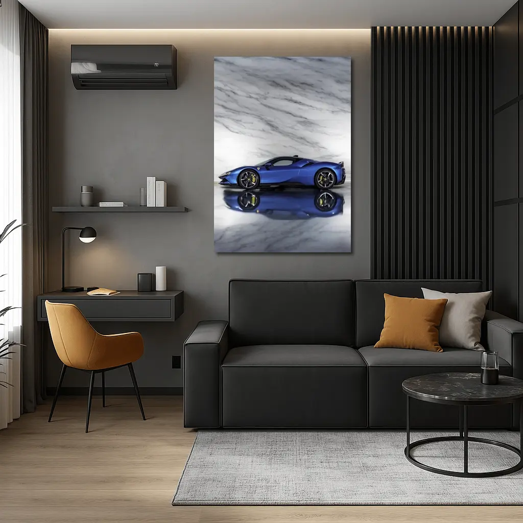 Ferrari SF90 Spider Blue Marble Studio – Wall Art