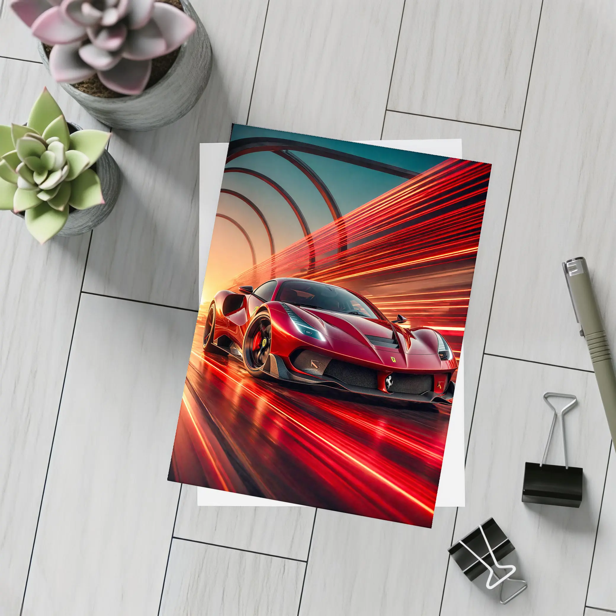 Ferrari SF90 Stradale Red Speed Abstract – Postcards