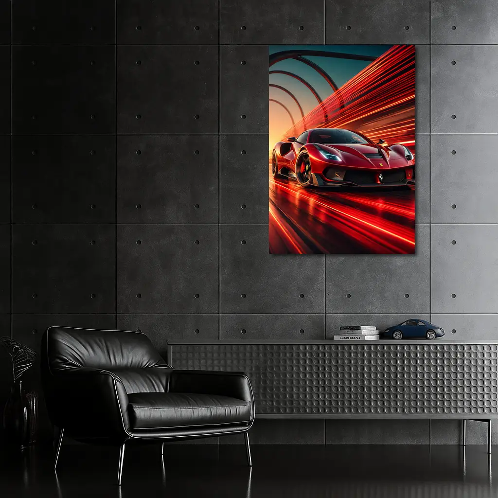 Ferrari SF90 Stradale Red Speed Abstract – Wall Art