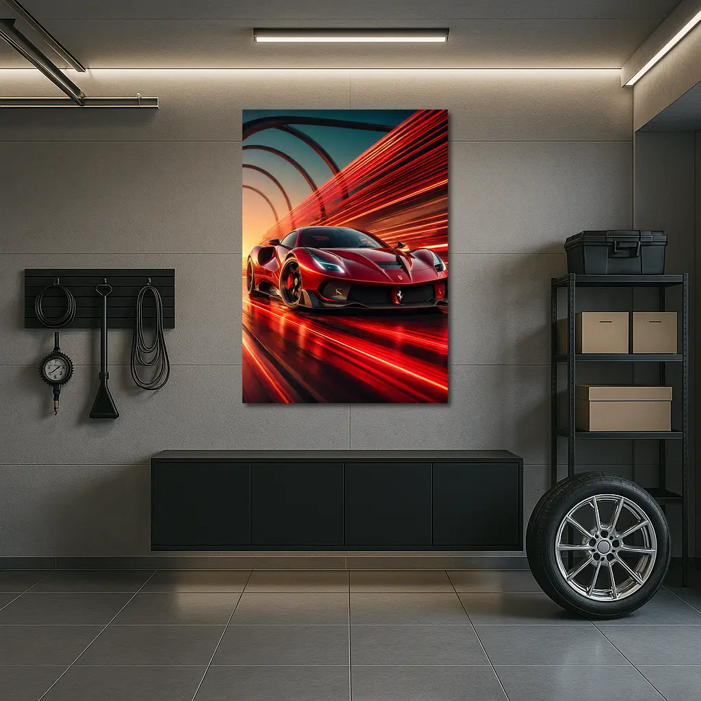 Ferrari SF90 Stradale Red Speed Abstract – Wall Art