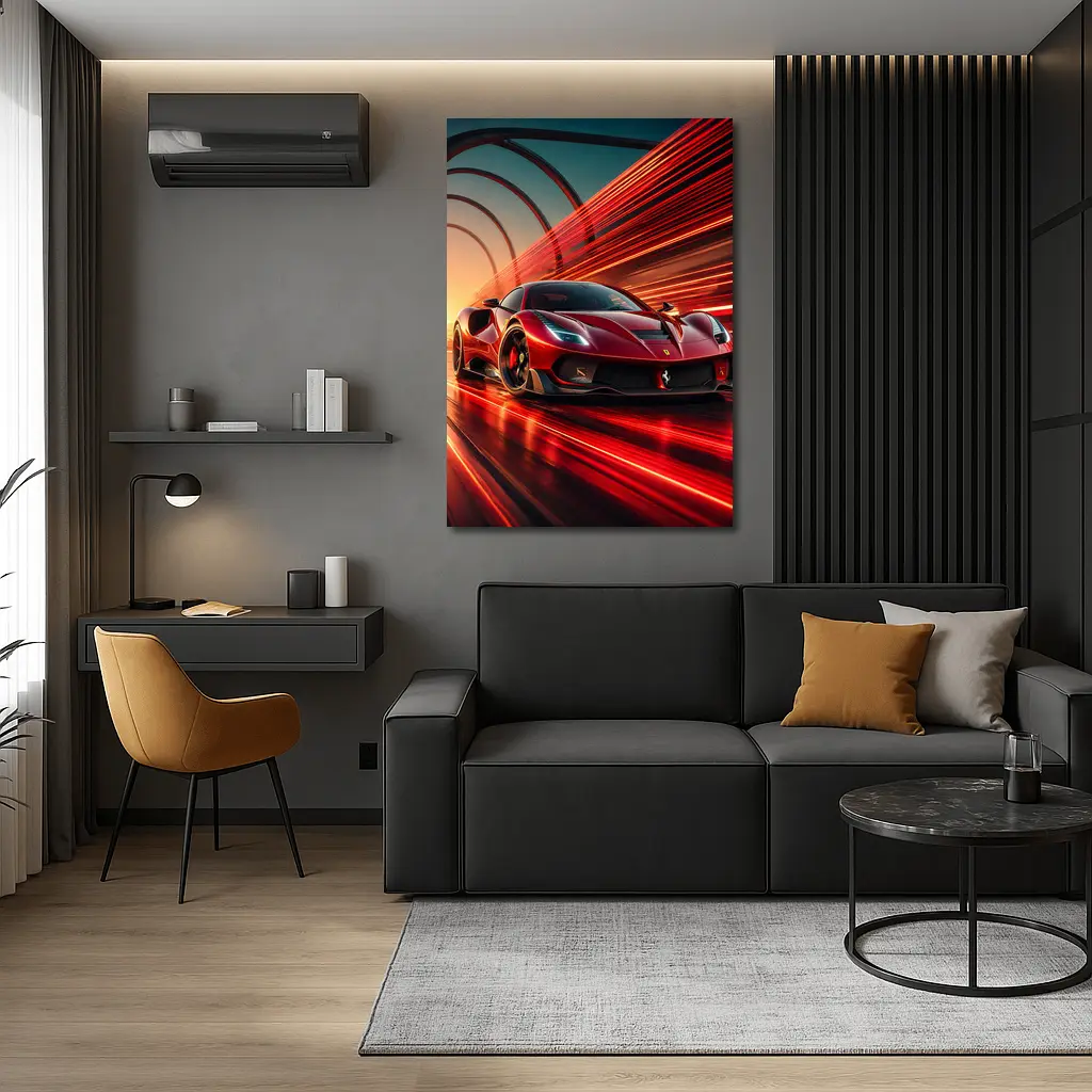 Ferrari SF90 Stradale Red Speed Abstract – Wall Art