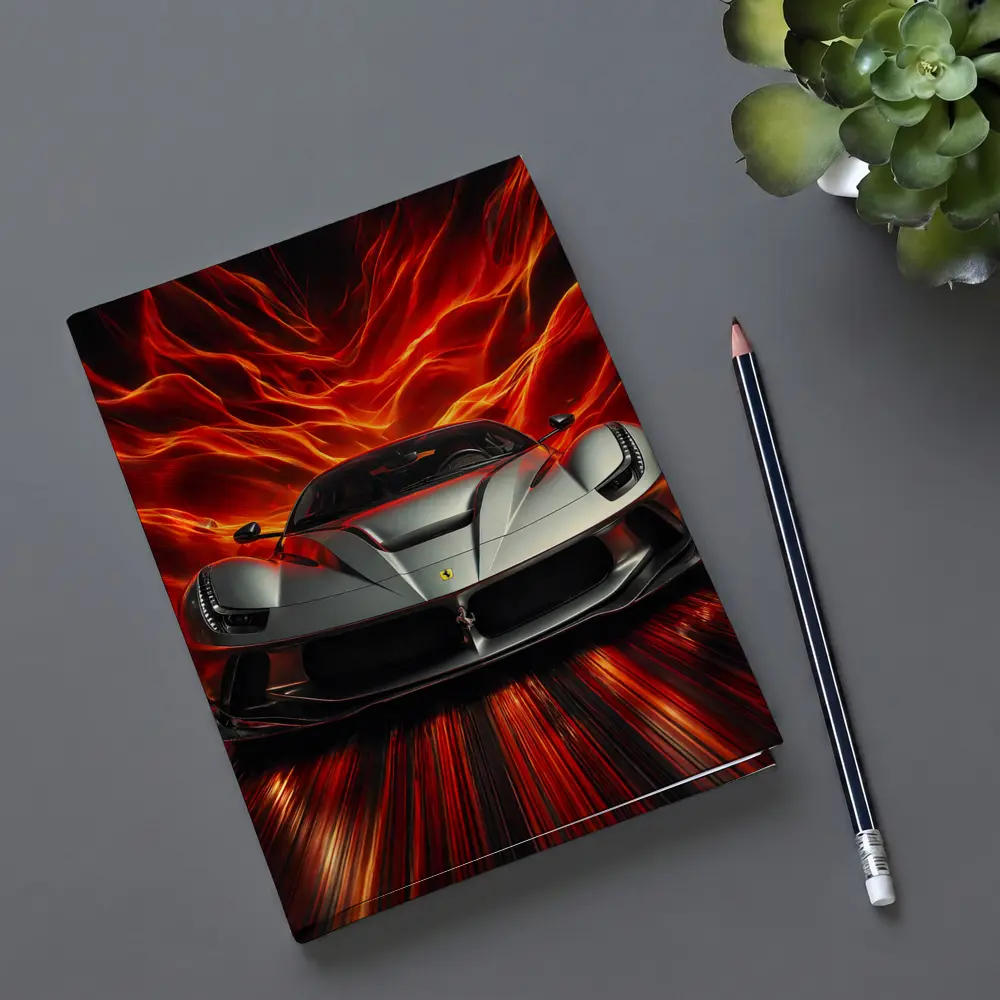 Ferrari LaFerrari Silver Fiery Red Background – Notebooks