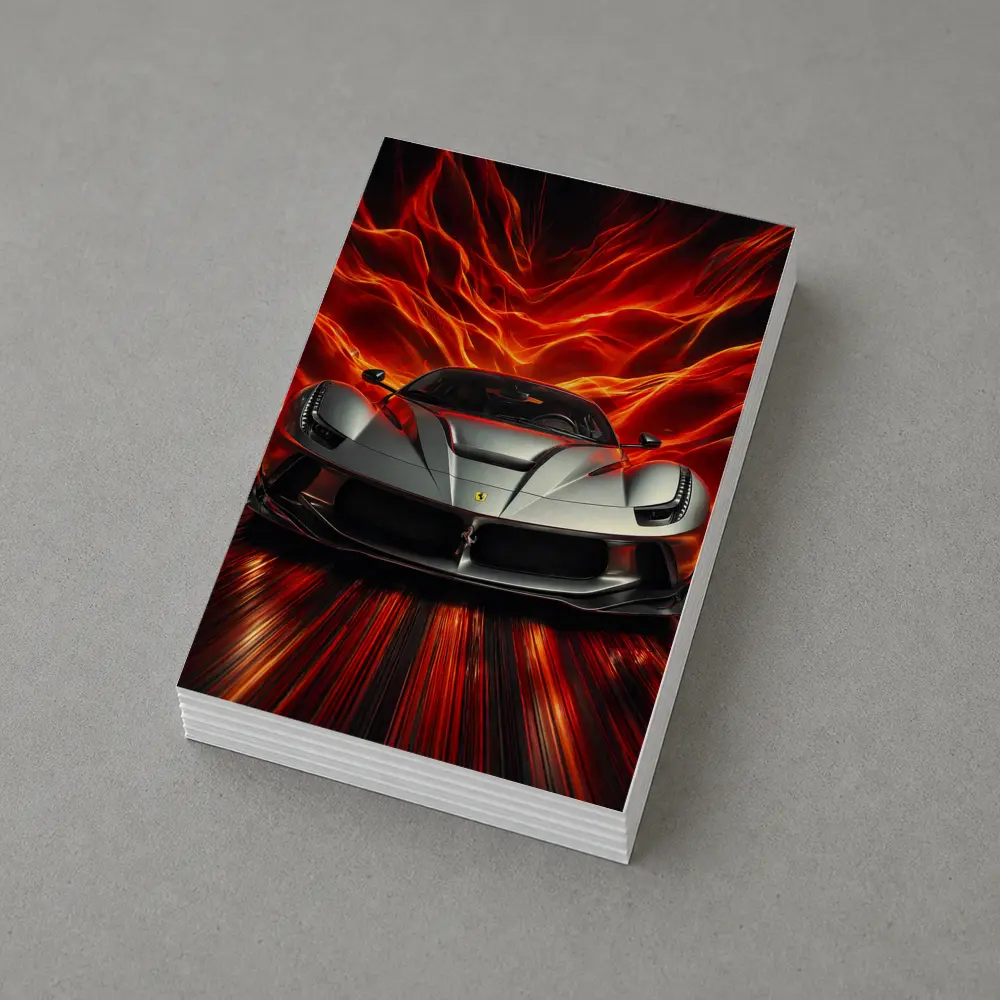 Ferrari LaFerrari Silver Fiery Red Background – Postcards