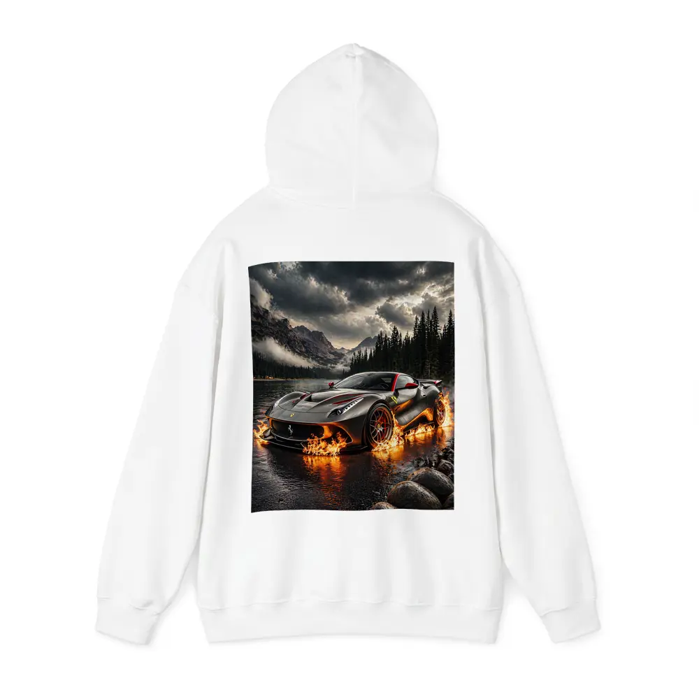 Ferrari F12 On Fire Mountain Lake – Hoodies