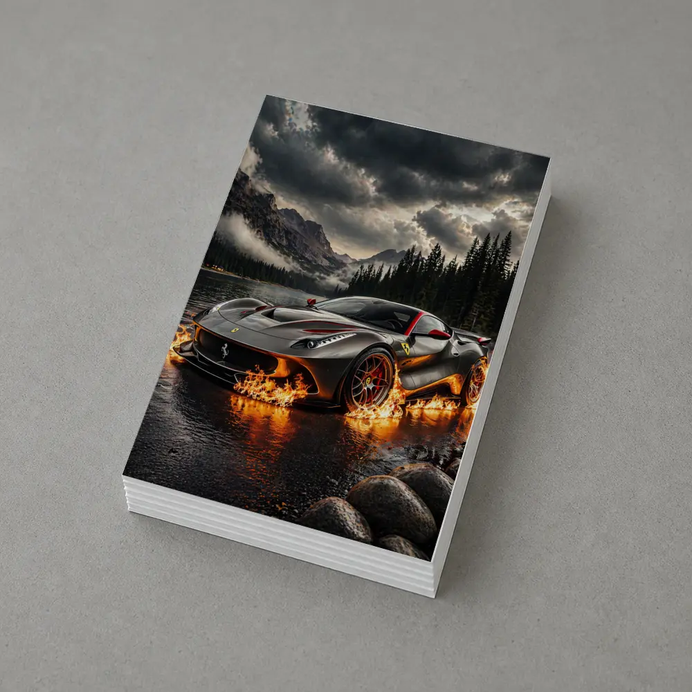 Ferrari F12 On Fire Mountain Lake – Postcards