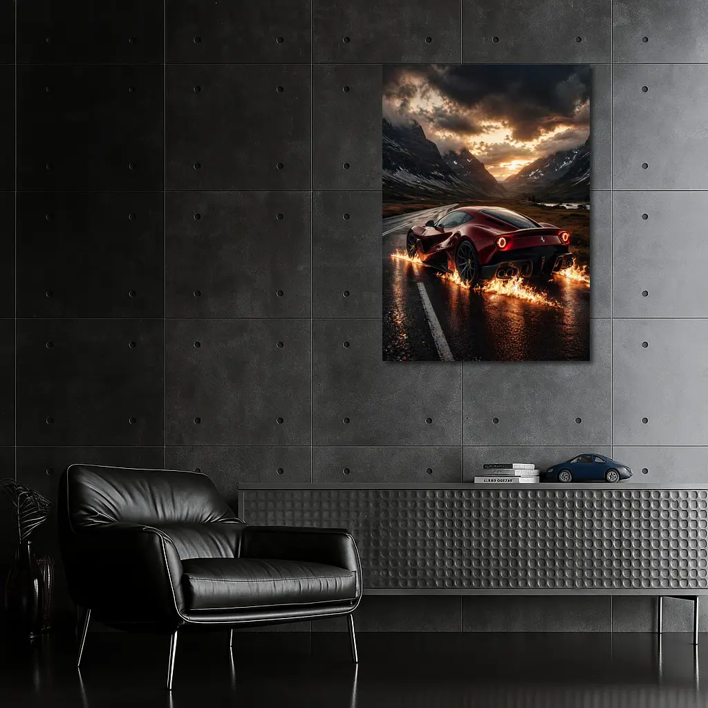Ferrari SF90 Stradale Burning Mountain Road – Wall Art