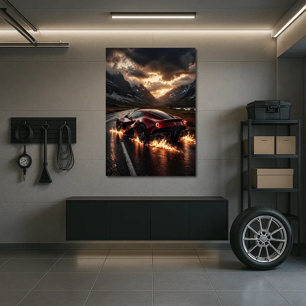 Ferrari SF90 Stradale Burning Mountain Road – Wall Art