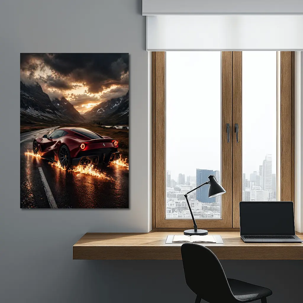 Ferrari SF90 Stradale Burning Mountain Road – Wall Art