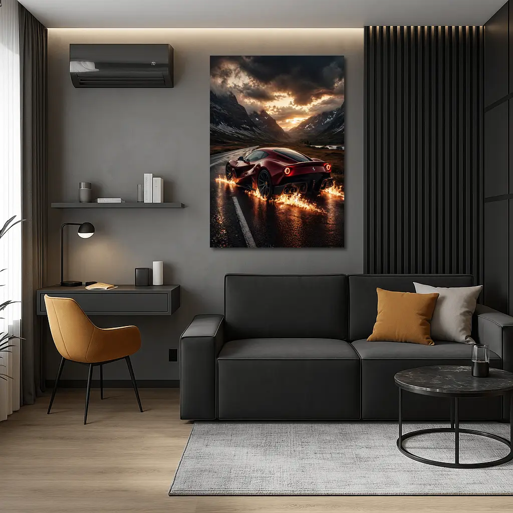 Ferrari SF90 Stradale Burning Mountain Road – Wall Art