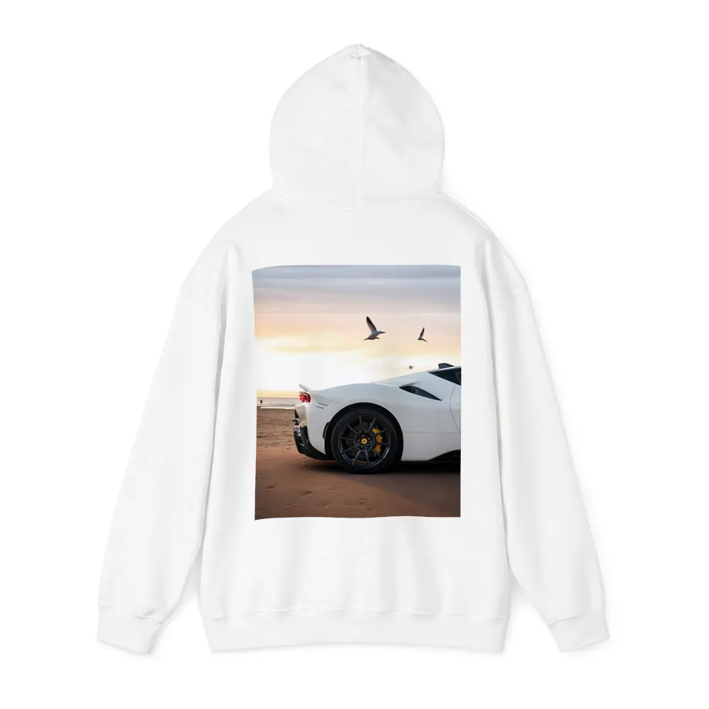 Ferrari SF90 Stradale White Beach Sunset – Hoodies