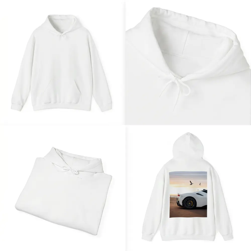 Ferrari SF90 Stradale White Beach Sunset – Hoodies
