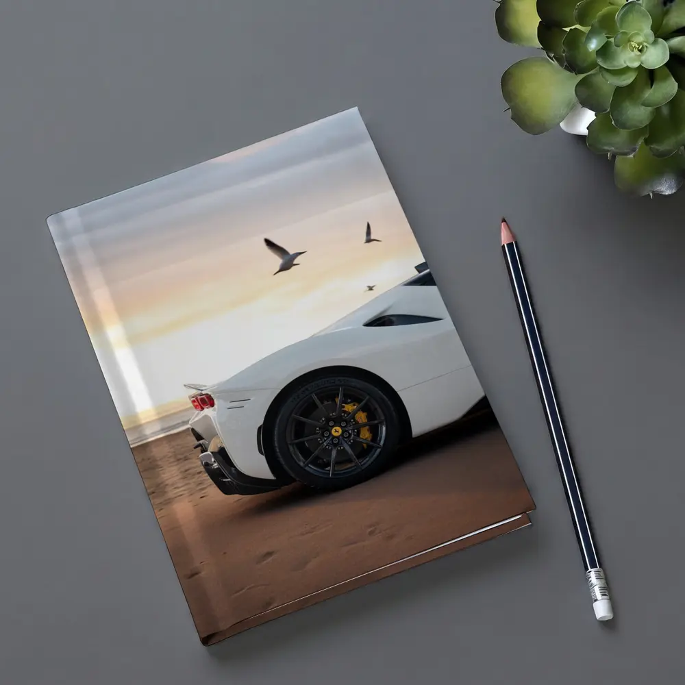 Ferrari SF90 Stradale White Beach Sunset – Notebooks