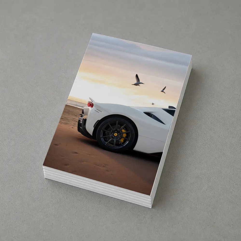 Ferrari SF90 Stradale White Beach Sunset – Postcards