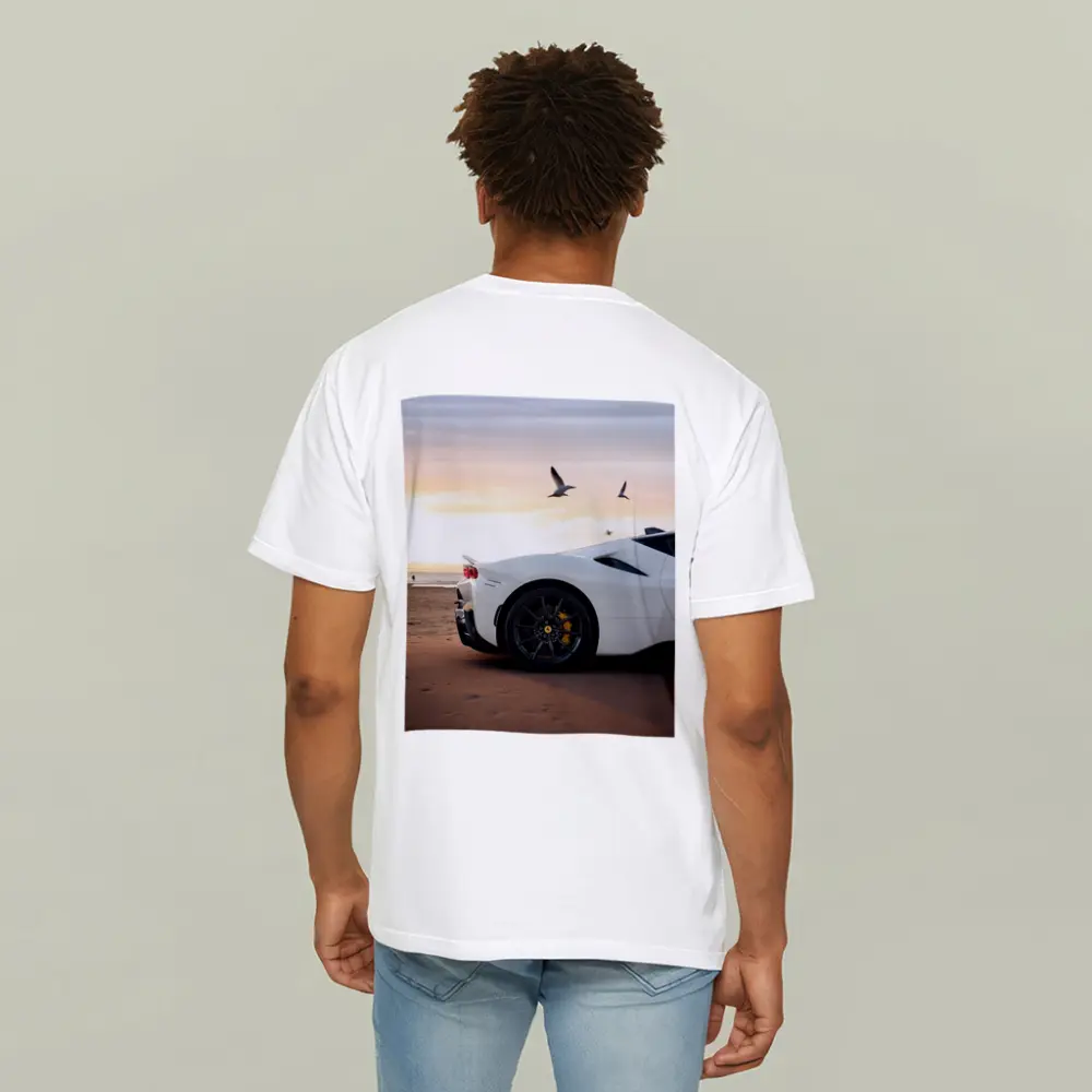 Ferrari SF90 Stradale White Beach Sunset – T-Shirts