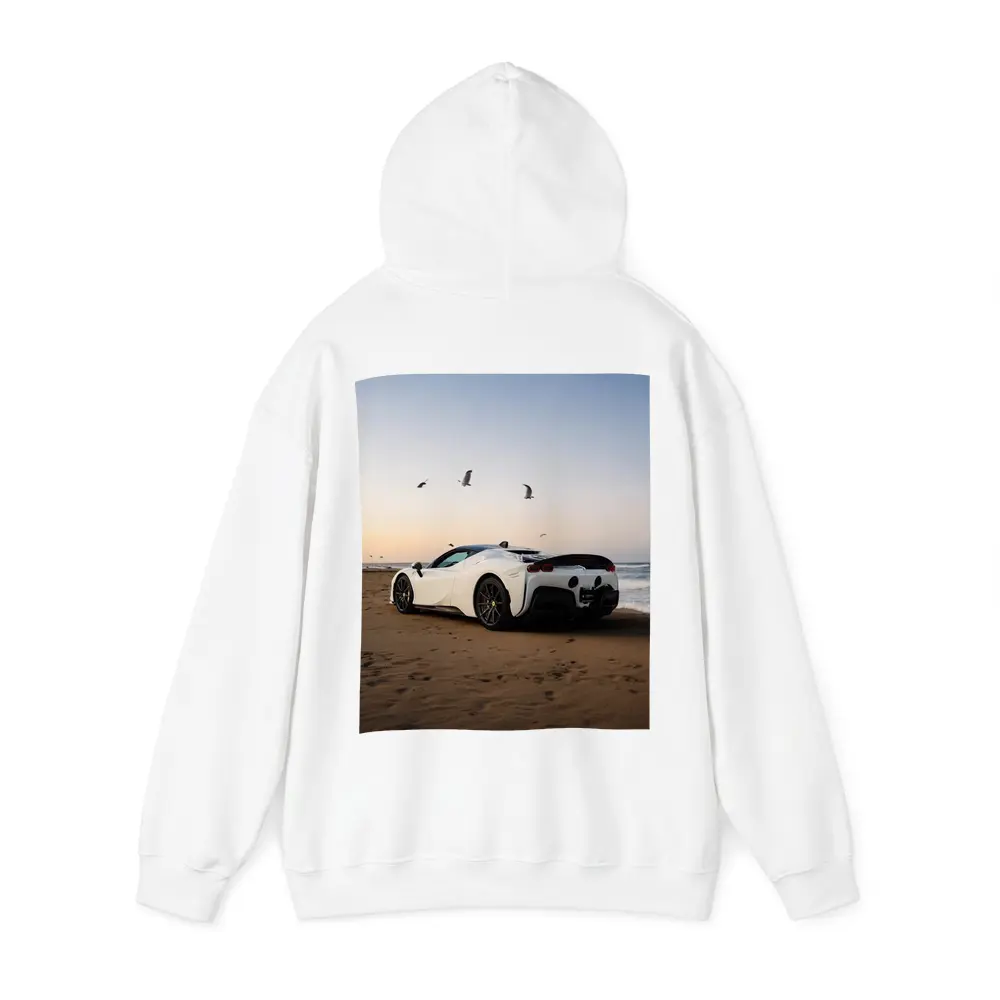 Ferrari SF90 Stradale White Beach Sunset – Hoodies