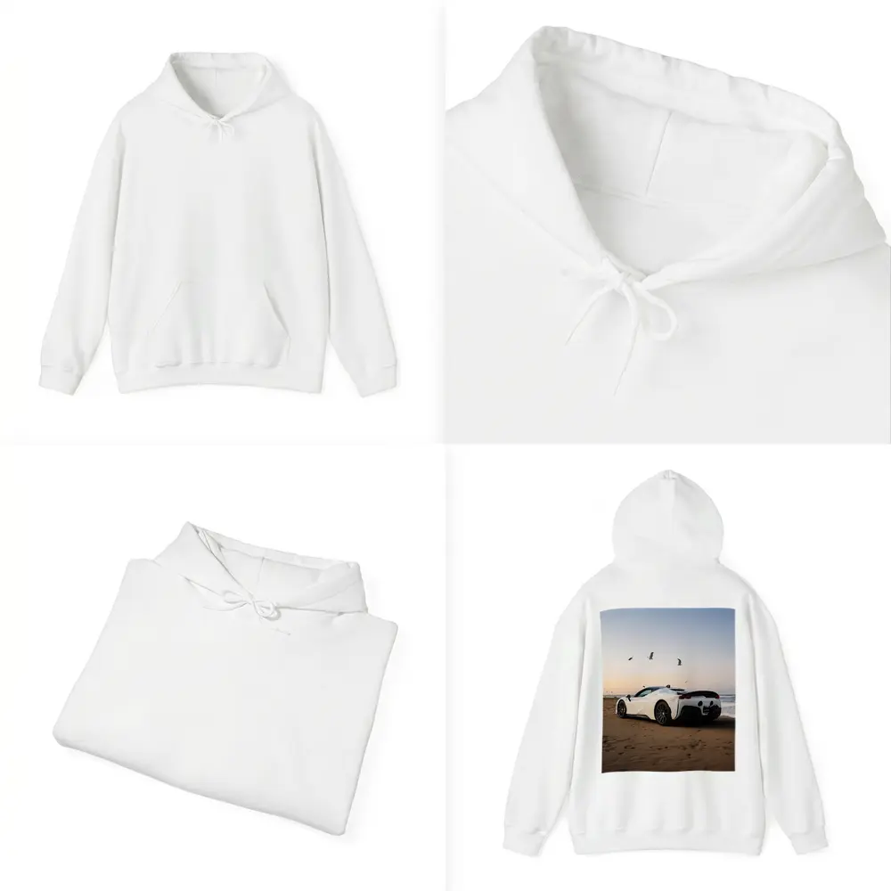 Ferrari SF90 Stradale White Beach Sunset – Hoodies