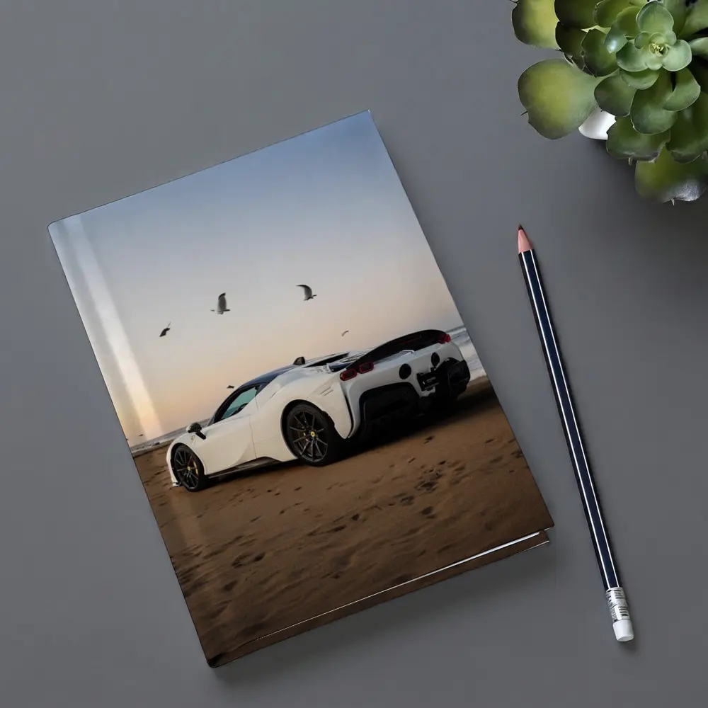 Ferrari SF90 Stradale White Beach Sunset – Notebooks
