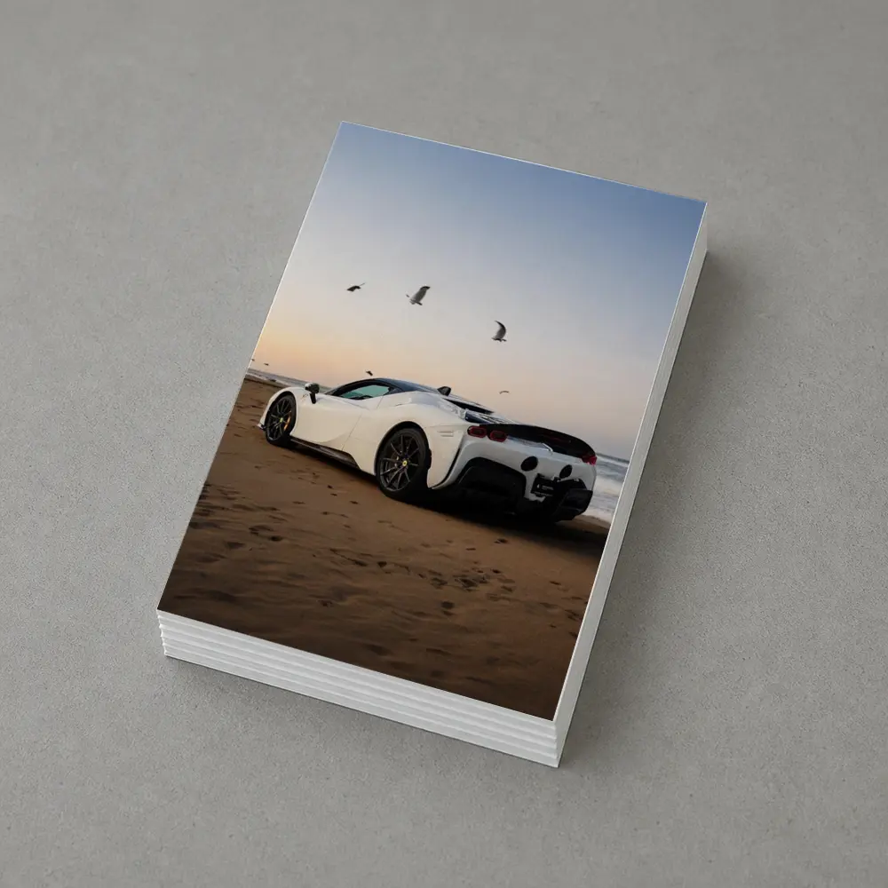 Ferrari SF90 Stradale White Beach Sunset – Postcards