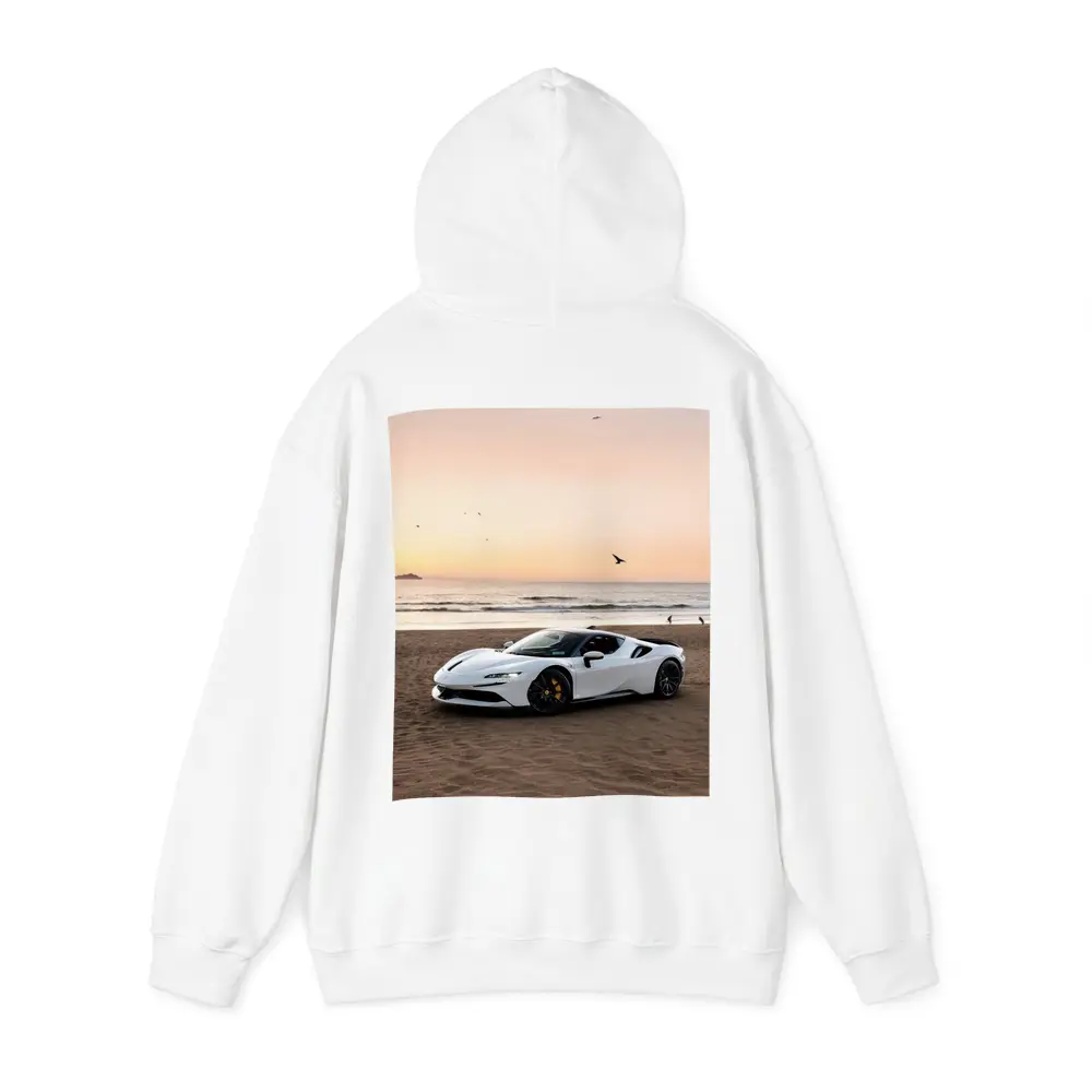 Ferrari SF90 Stradale White Beach Sunset – Hoodies