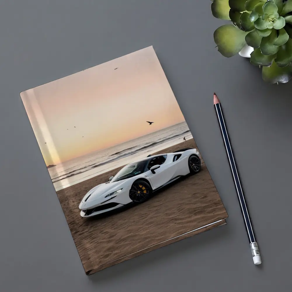 Ferrari SF90 Stradale White Beach Sunset – Notebooks