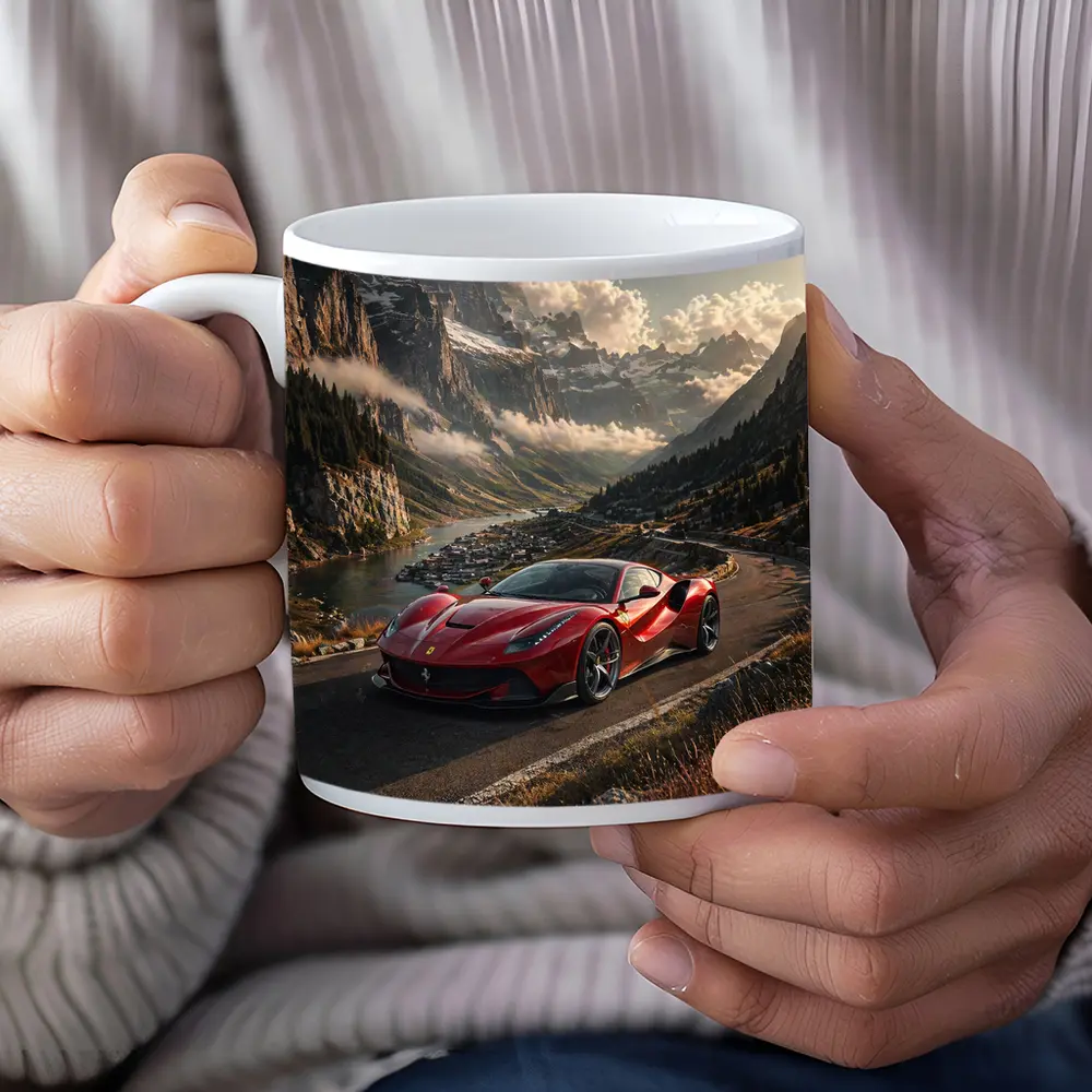 Ferrari F8 Tributo Red Alpine Mountain Road – Mugs